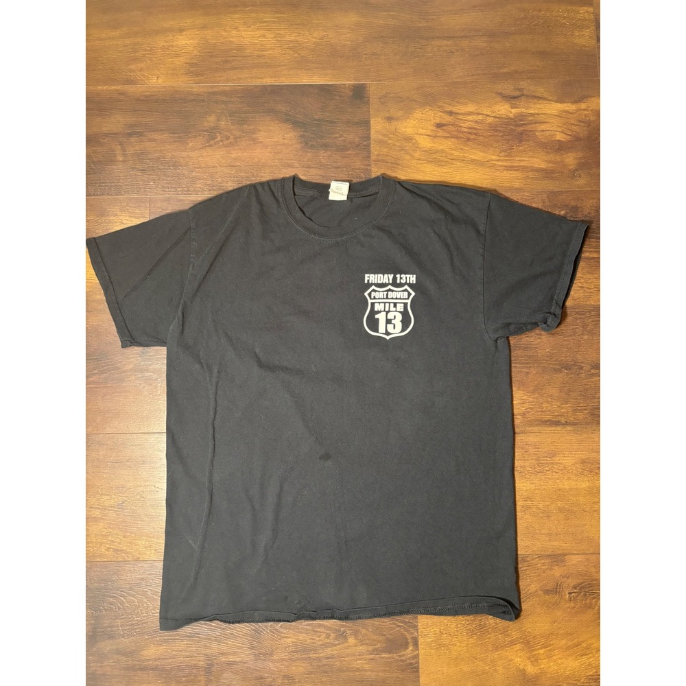 Gildan Mens Friday 13th Port Dover Mile 13 August 2021 Biker T-Shirt Black Large